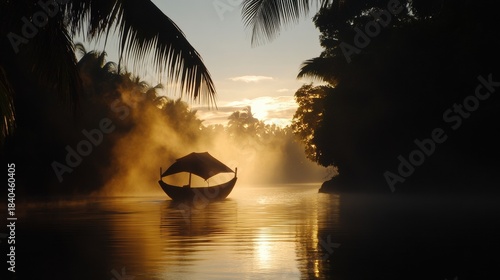A cool mist rising from the ground on a humid summer morning.
