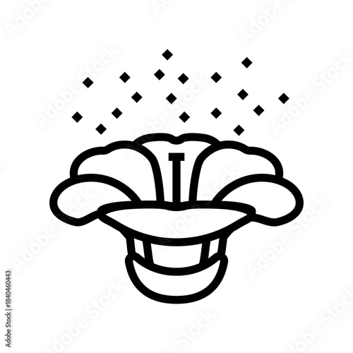 flower releasing pollen particles line icon vector illustration