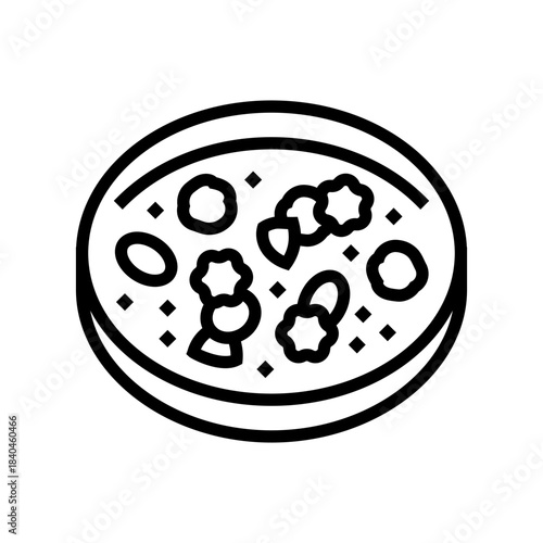 close up of pollen grains under microscope line icon vector illustration