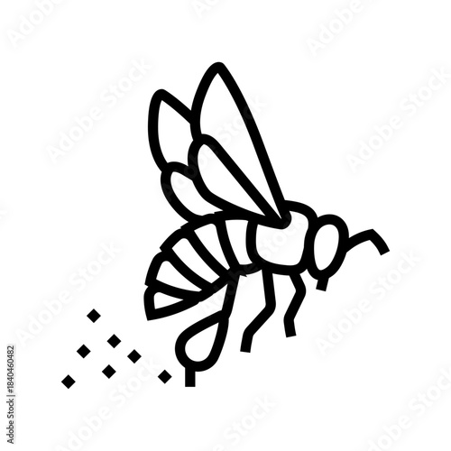 bee carrying pollen on hind legs line icon vector illustration