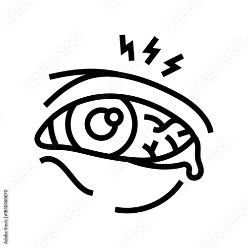eye redness from pollen allergy line icon vector illustration