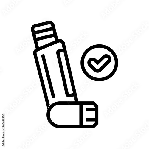 inhaler for pollen allergy relief line icon vector illustration