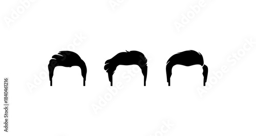 Stylish Men's Haircut Silhouettes in Black and White