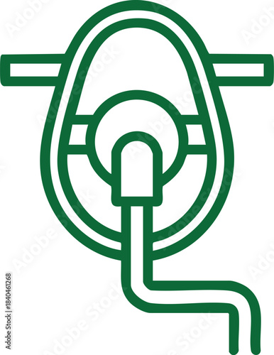 Minimalist green outline icon representing an oxygen mask for medical purposes on a white background vector illustration 