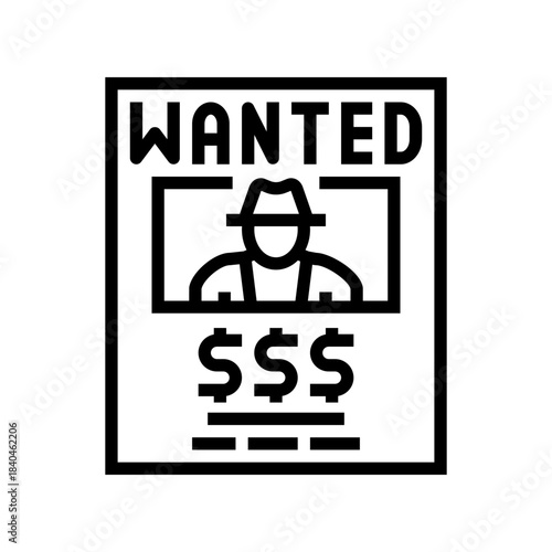 wanted poster line icon vector illustration