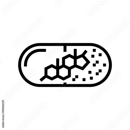 testosterone pill capsule line icon vector illustration