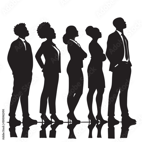 Black Leadership Team Silhouette Vector, High Quality Illustration on White Background