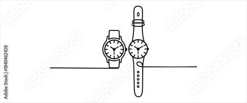 Classic Watches Side by Side Illustration on Transparent Background