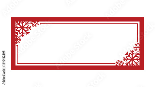 Festive red border with snowflakes for holiday greetings or labels vector illustration