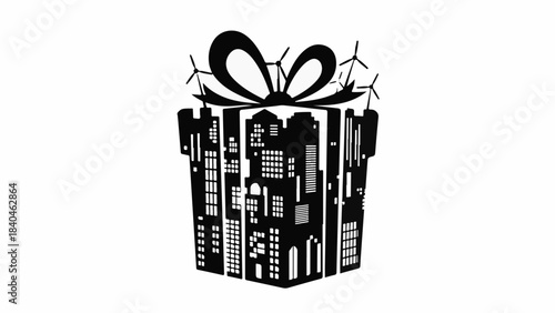 Gift of sustainable urban development, symbolizing a green city future.