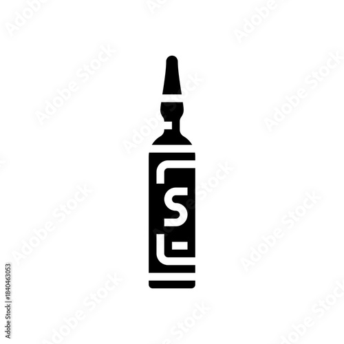 steroid ampoule label glyph icon vector illustration