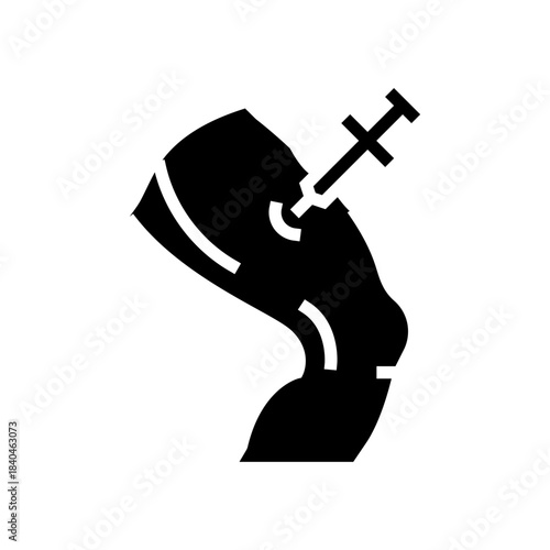 person injecting steroid thigh glyph icon vector illustration