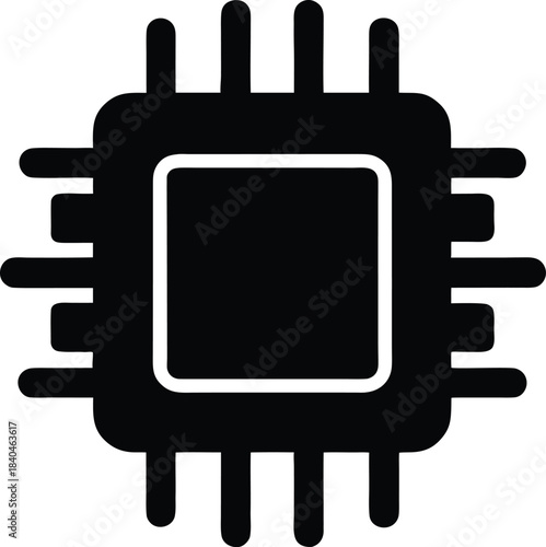 Microchip silhoutte icon on transparent background. 