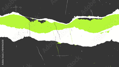 Abstract torn paper texture with bright green and white layers
