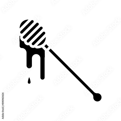 honey dipper stick honey drop glyph icon vector illustration
