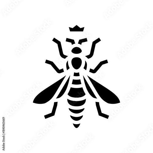 bee queen crown icon glyph icon vector illustration
