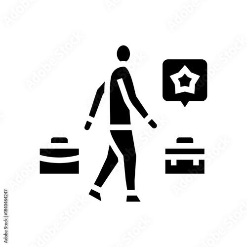 worker career transition glyph icon vector illustration