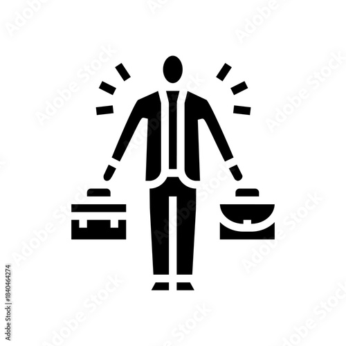 dual job worker glyph icon vector illustration
