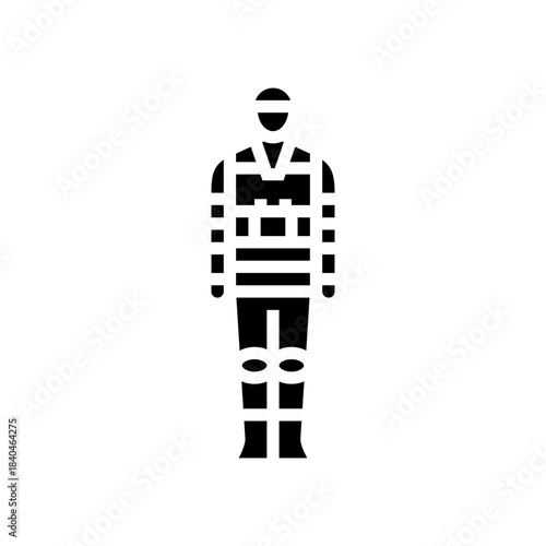 active military personnel uniform glyph icon vector illustration