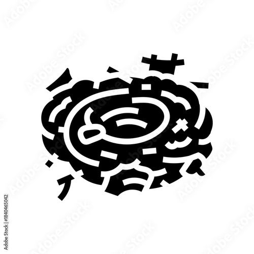 bird nest made of plastic trash glyph icon vector illustration