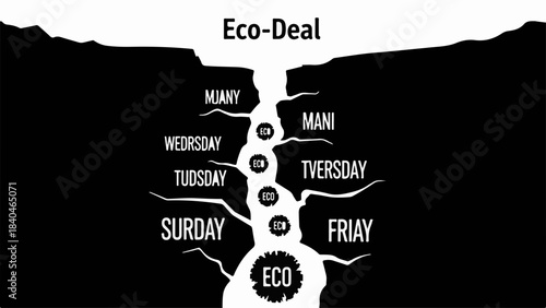 Symbolic representation of a week's journey leading to an eco-friendly conclusion.