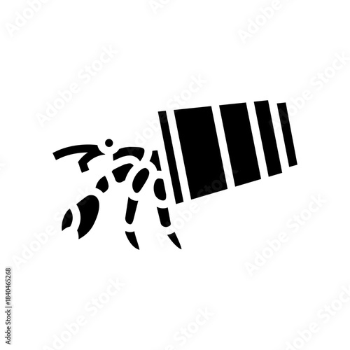 crab hiding plastic cup glyph icon vector illustration