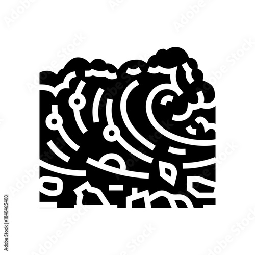 ocean wave full of plastic glyph icon vector illustration