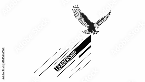 Majestic eagle soaring above a motivational leadership concept
