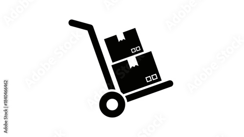 Hand Truck with Boxes Icon – Delivery, Shipping, Cargo Symbol