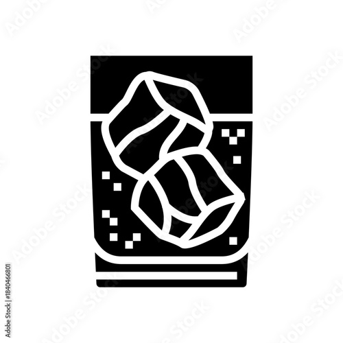 whiskey glass ice cube glyph icon vector illustration