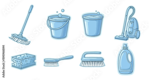 Cleaning tools collection illustration vector design