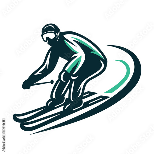 Dynamic Skier Vector Illustration for Winter Sports and Activity