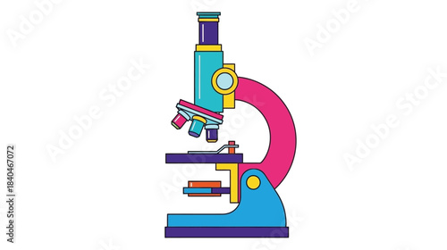 Colorful illustration of a microscope a tool for scientific observation