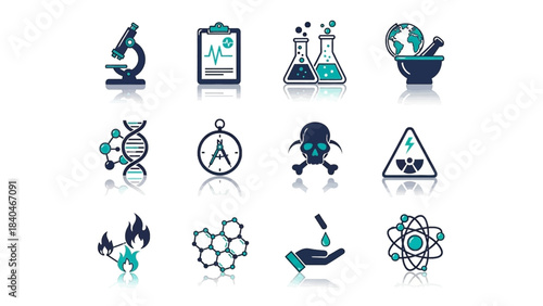 science and chemistry icon set