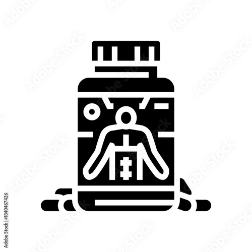 testosterone booster bottle glyph icon vector illustration
