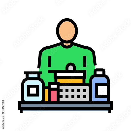 biohacker desk supplements color icon vector illustration