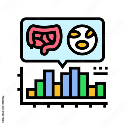 gut microbiome diagram color icon vector illustration