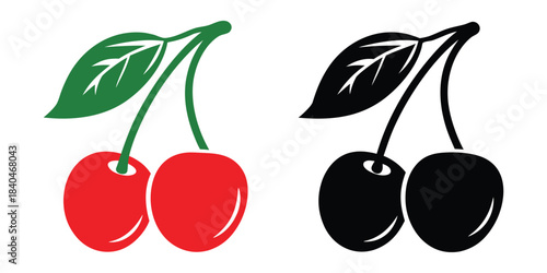 Cherry logo vector icon, Cherry fruit vector illustration