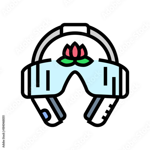 meditation headset color icon vector illustration