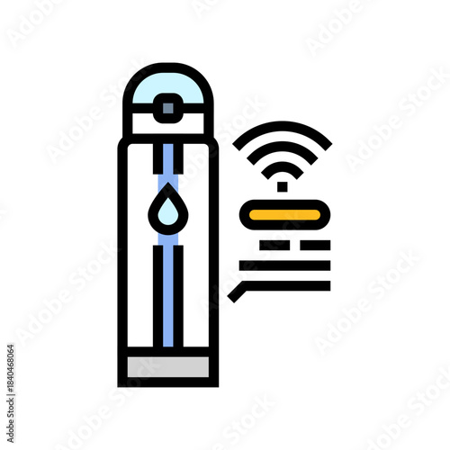 smart water bottle hydration tracker color icon vector illustration