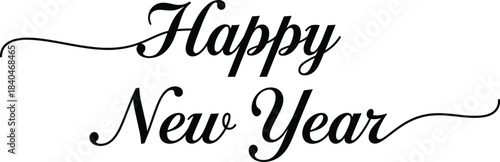 Elegant hand lettered calligraphy design reading happy new year for festive celebrations