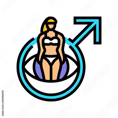male gaze color icon vector illustration