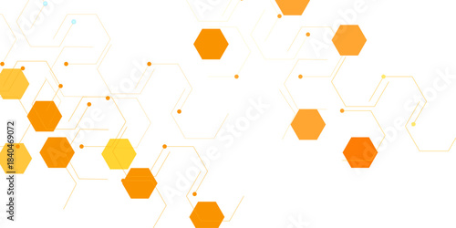 Orange high technology frame for design element,  Abstract geometric texture background hexagon 3D background texture.
