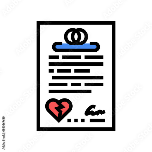 divorce papers color icon vector illustration