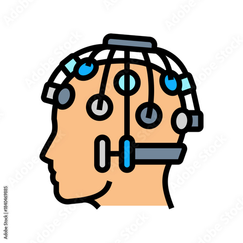 neurofeedback headset on head color icon vector illustration