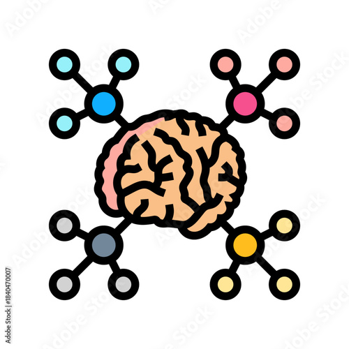 mind mapping chart color icon vector illustration