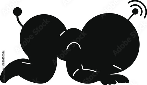 Two cartoon snails with visible shells and antennae in a simple design