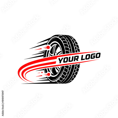 dynamic racing tire logo design emphasizing speed and movement with custom