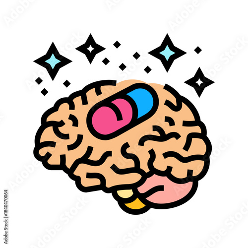 memory enhancement pill color icon vector illustration