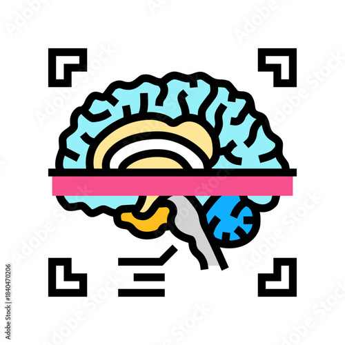 brain biometric scanner color icon vector illustration